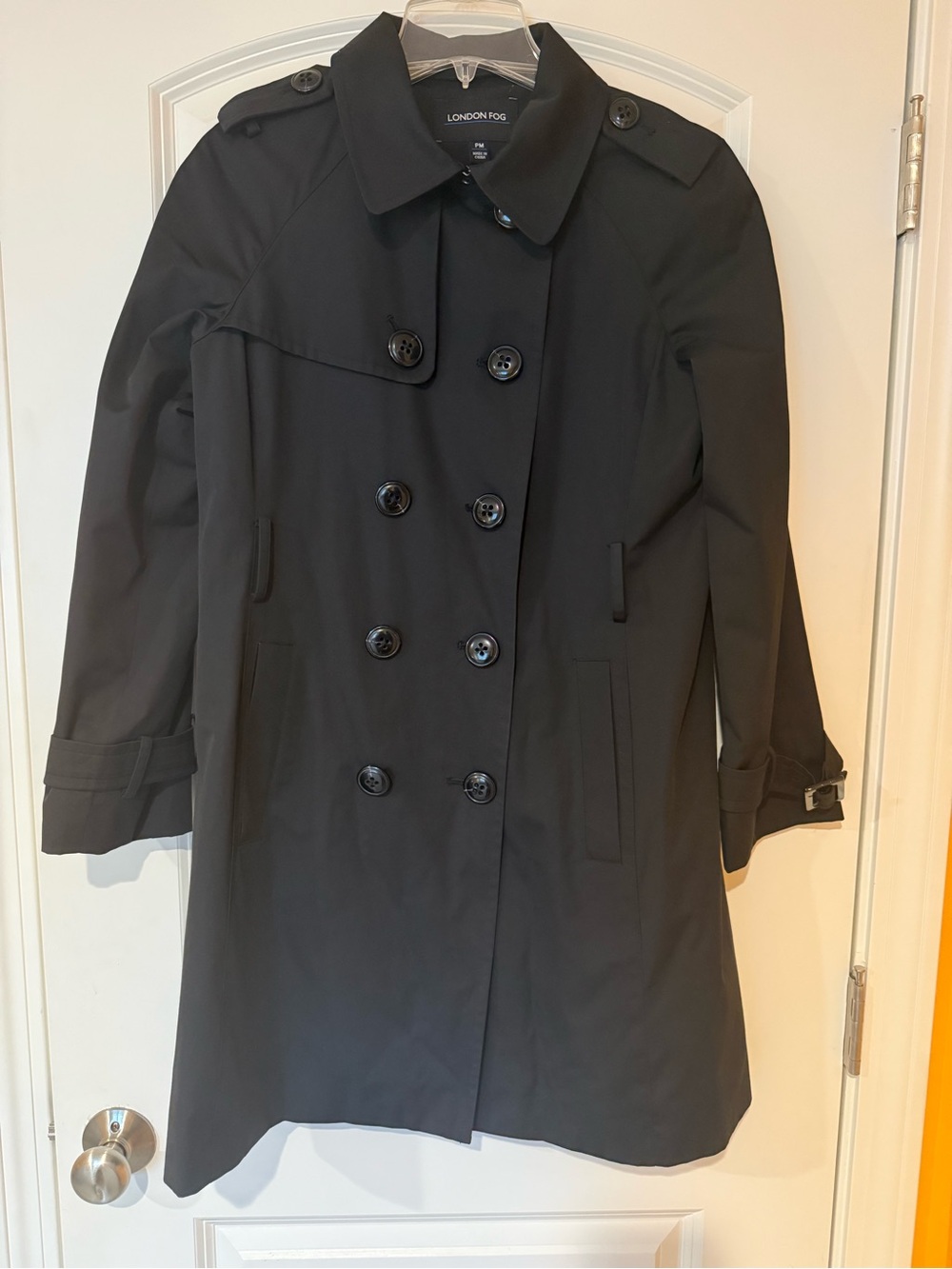 London Fog Women's Black Double-Breasted Trench Coat - Petite Medium